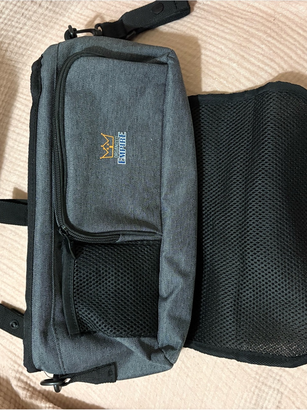 Gray Stroller organizer - Velcro attachment